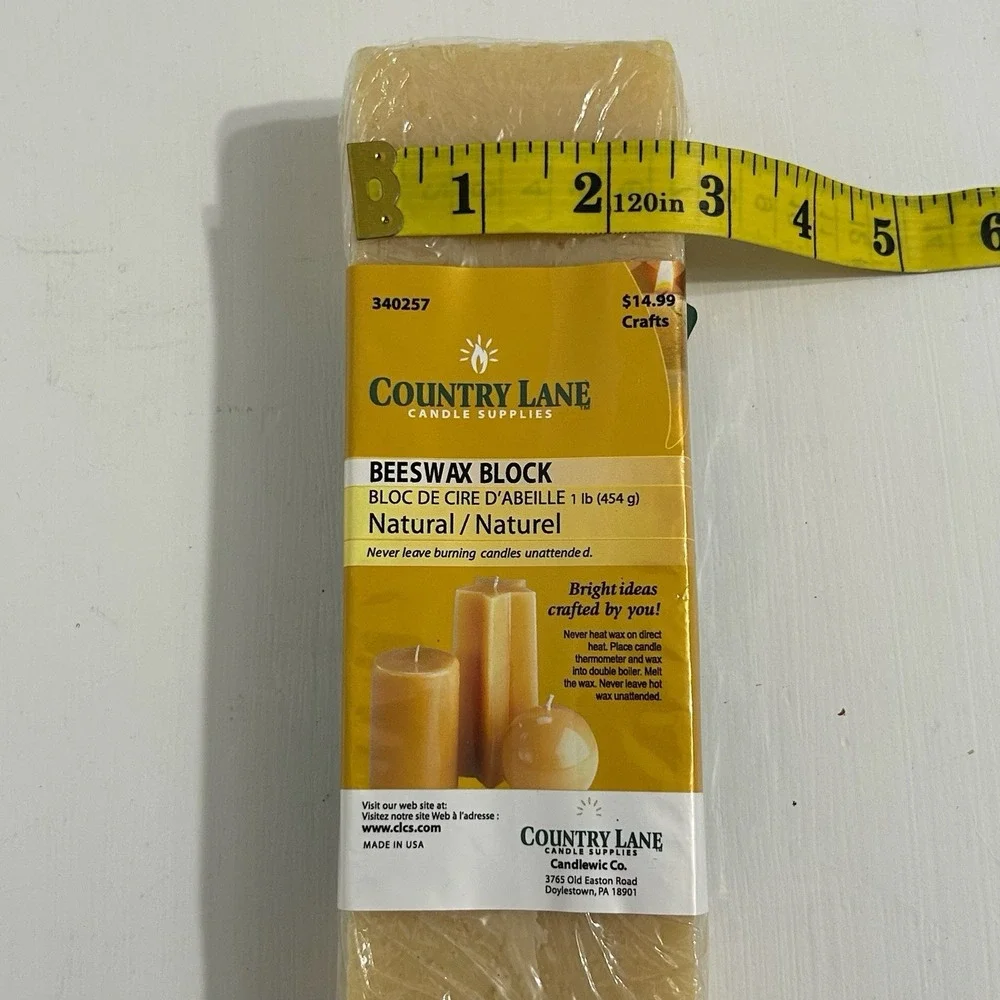Country Lane Candle Supplies 1 Lb Beeswax Block Wax Natural Made In USA‎